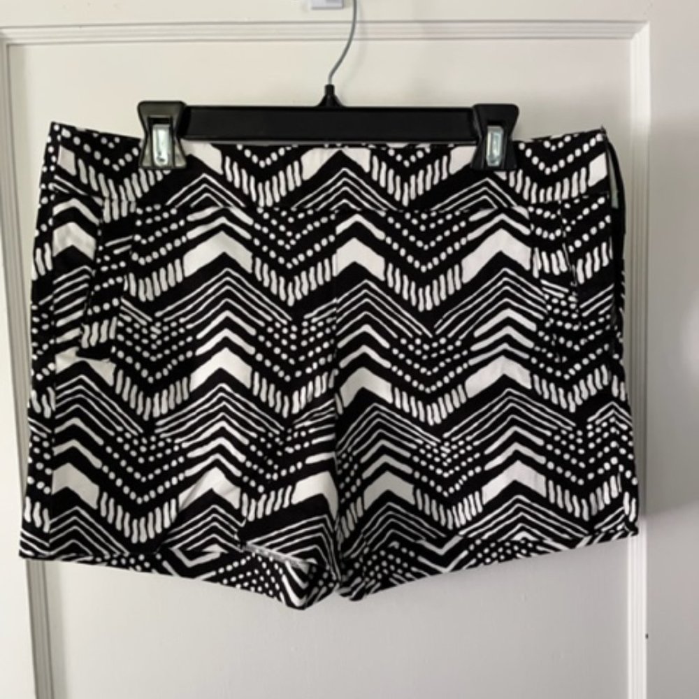 JCrew, black and white patterned shorts